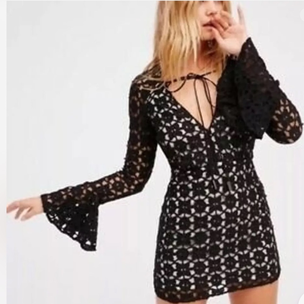 Free‎ People Back to Black Crochet Dress Size 4